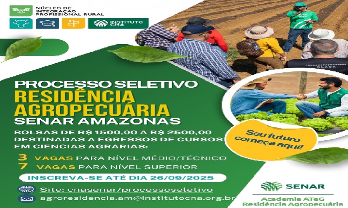 Voltado para egressos de cursos em Ciências Agrárias, o programa oferece oportunidade a recém-formados dos níveis técnico e superior.