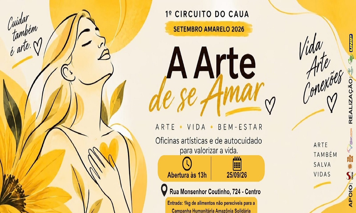 Primeiro Circuito Setembro Amarelo – A Arte de se Amar será realizado nos dias 25 e 26 de setembro.